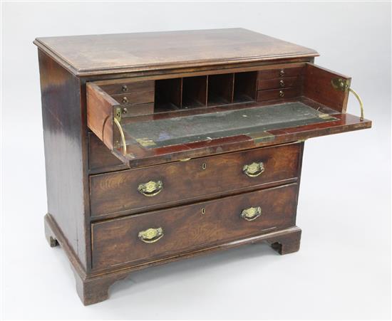 A George III mahogany secretaire chest, W.3ft